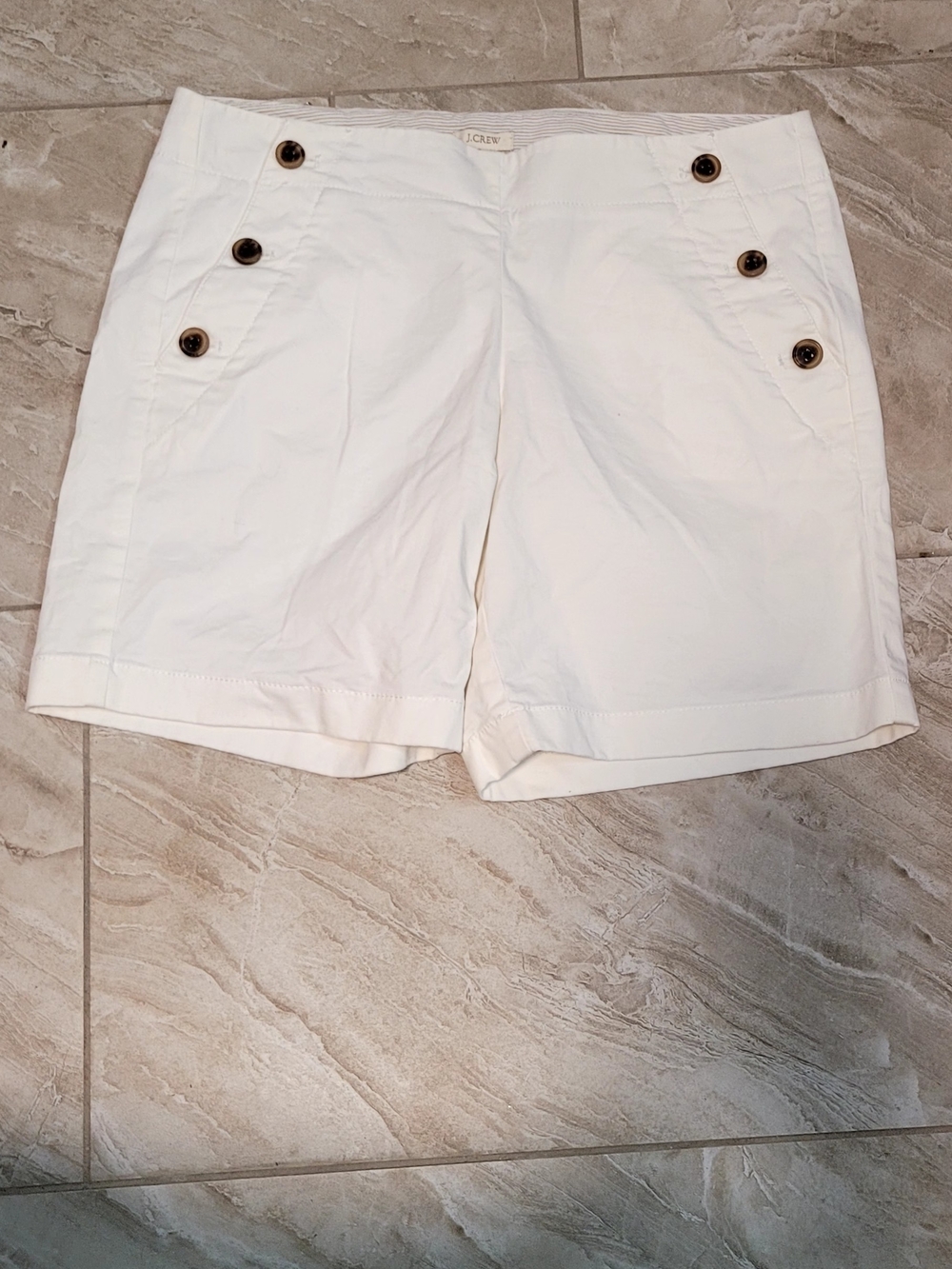 J. Crew White Button-Accent Women's Shorts